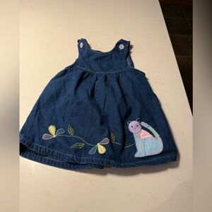 Blue Denim Baby Dress with Embroidered Design